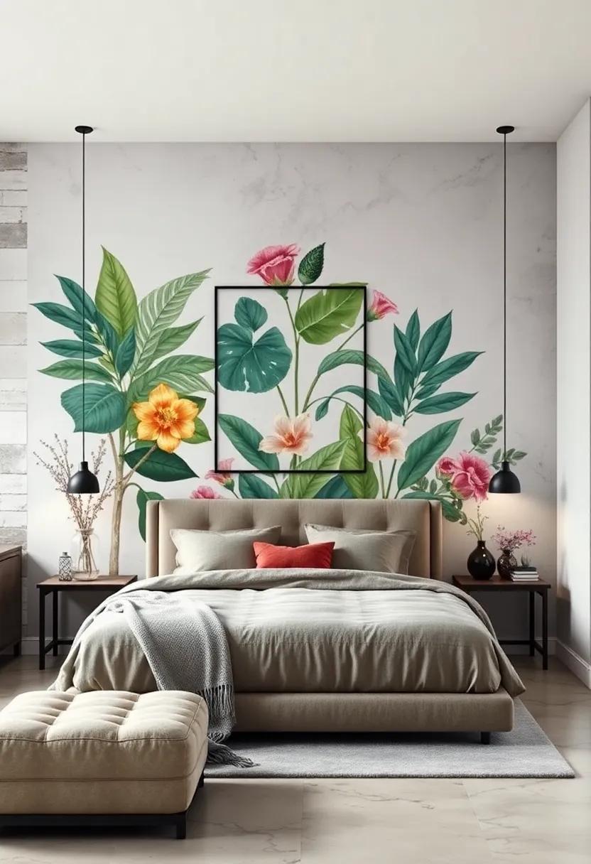 Opt for Botanical Wallpaper: Make a bold statement by ‌adorning your walls with botanical wallpaper ​that envelops your space in lush greenery and blooming florals