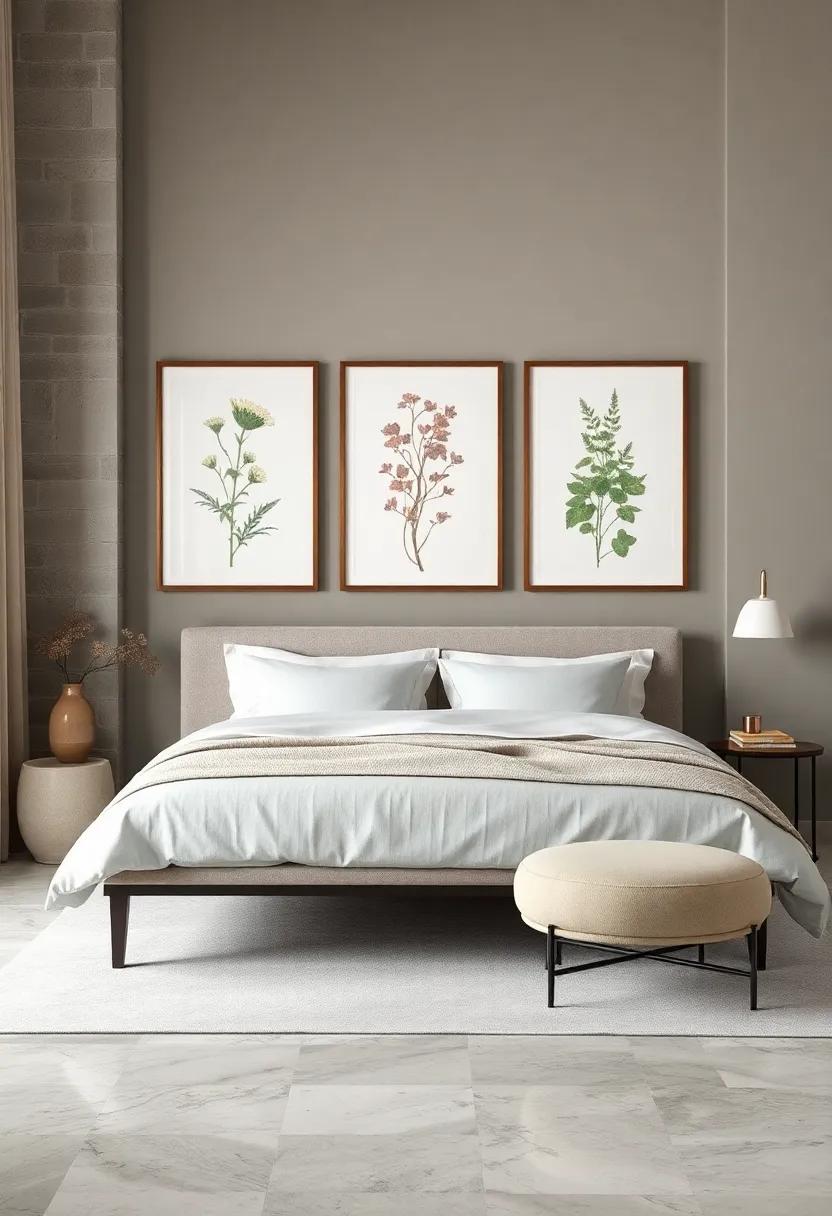 Incorporate​ Glass Frames for a Light Touch: Use ⁤glass-framed botanical prints to create an airy, light feel that allows​ your bedroom’s color palette to shine
