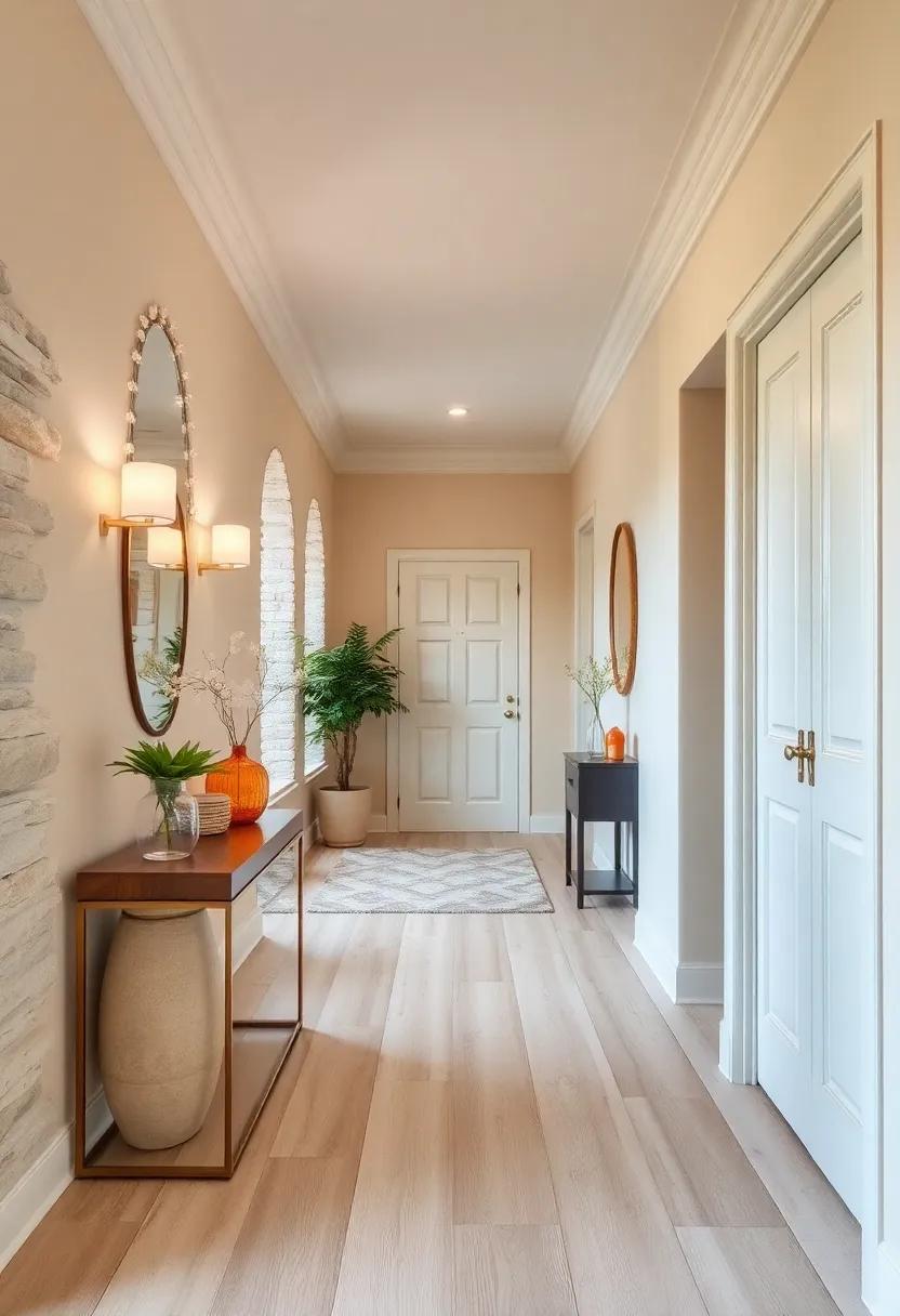 Balancing Pale Wooden Flooring with Cream Walls for a Fresh, Warm Hallway Aesthetic