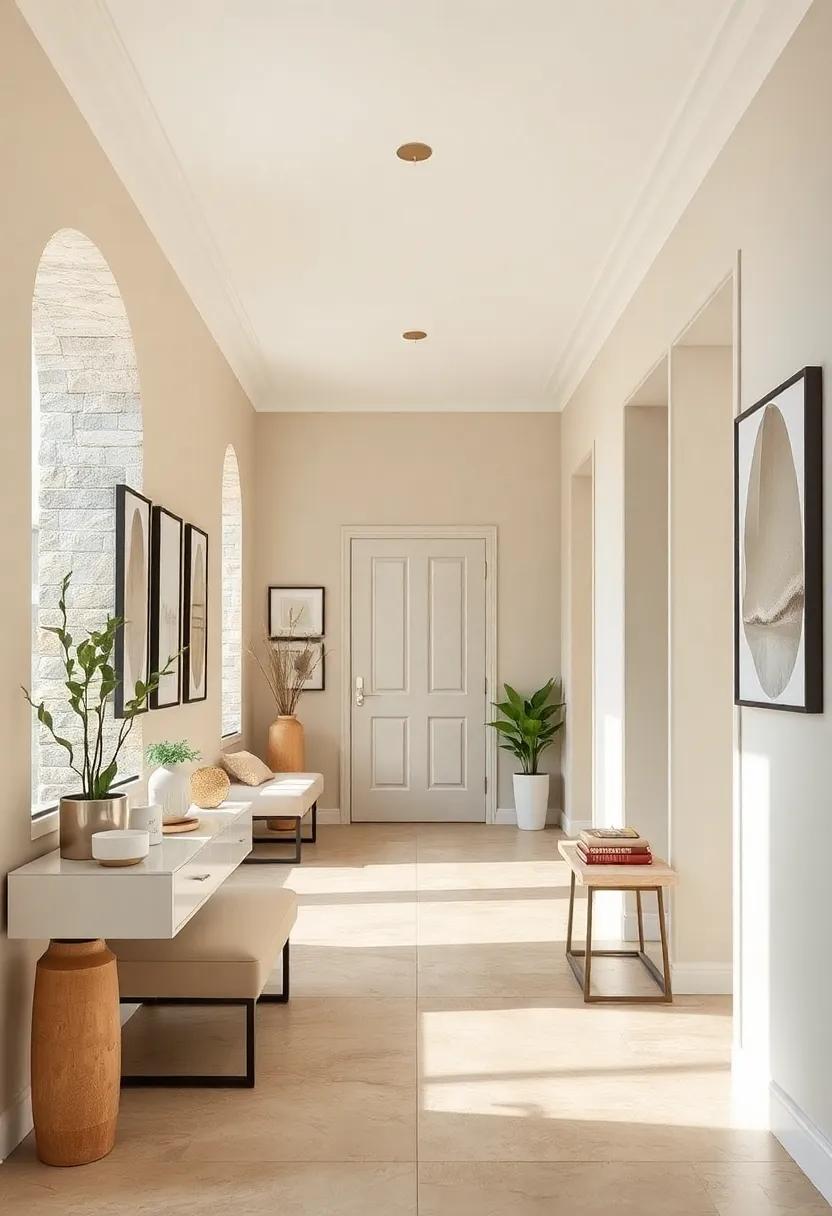 Designing an Entryway Gallery Wall Using Beige and Cream Shades for Cohesive and Subtle Sophistication