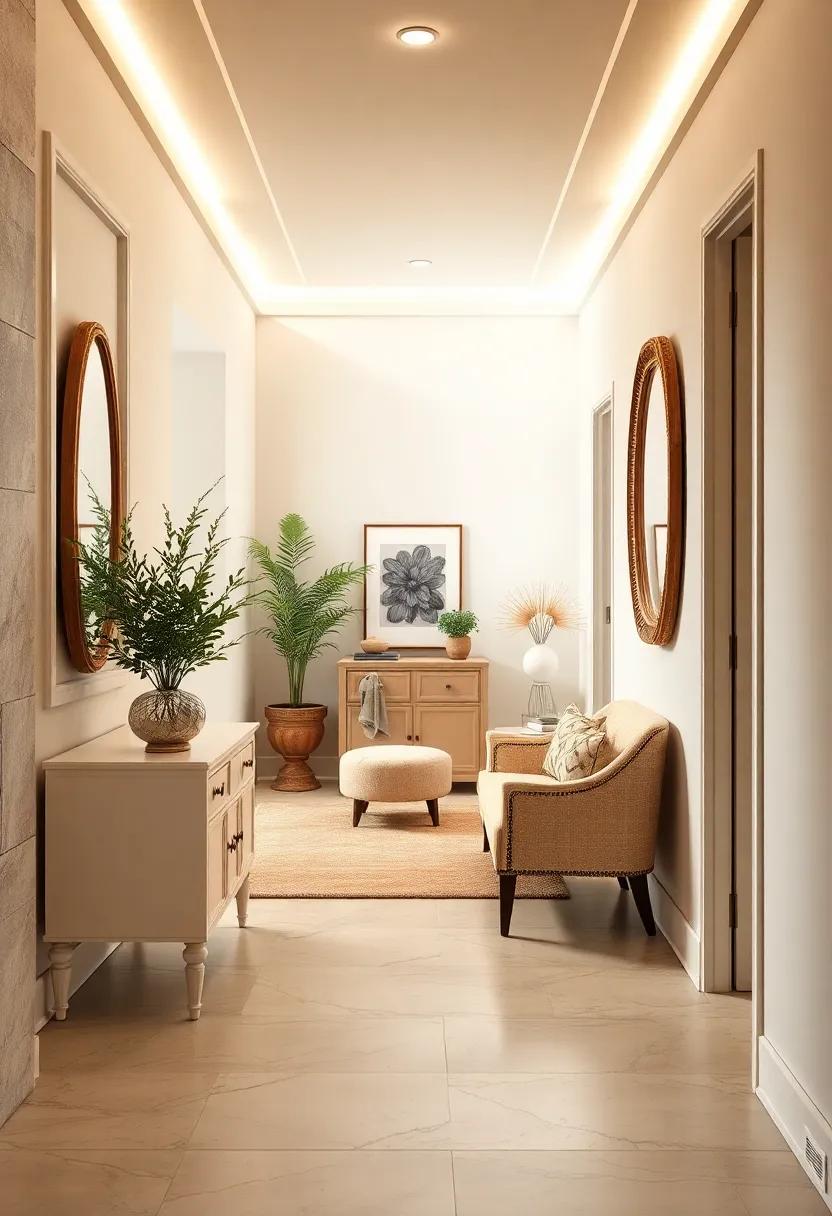 Using Cream-Colored Vintage Furniture to Add Timeless Charm and Subtle Elegance in Hallway Decor