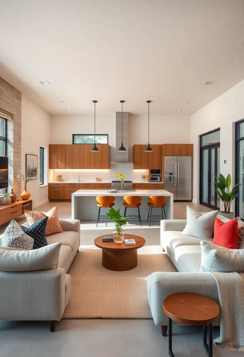 Mixing Industrial Lighting Fixtures with Soft Ambient Lights to Illuminate and Elevate Open Concept Kitchens