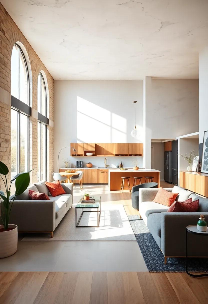 Inviting Greenery Indoors Through Lush Potted Plants and Vertical Gardens Framing the Kitchen and Living Area