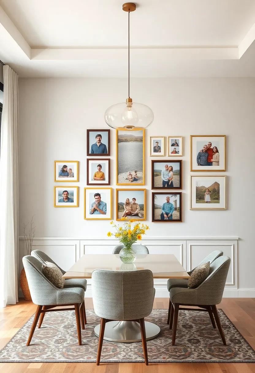 Gallery Wall of ⁤Family Photos: Create⁤ a personalized ​gallery wall​ filled with framed family photos⁤ that capture ⁢memories, adding warmth ‌and character to your ‌dining‍ room