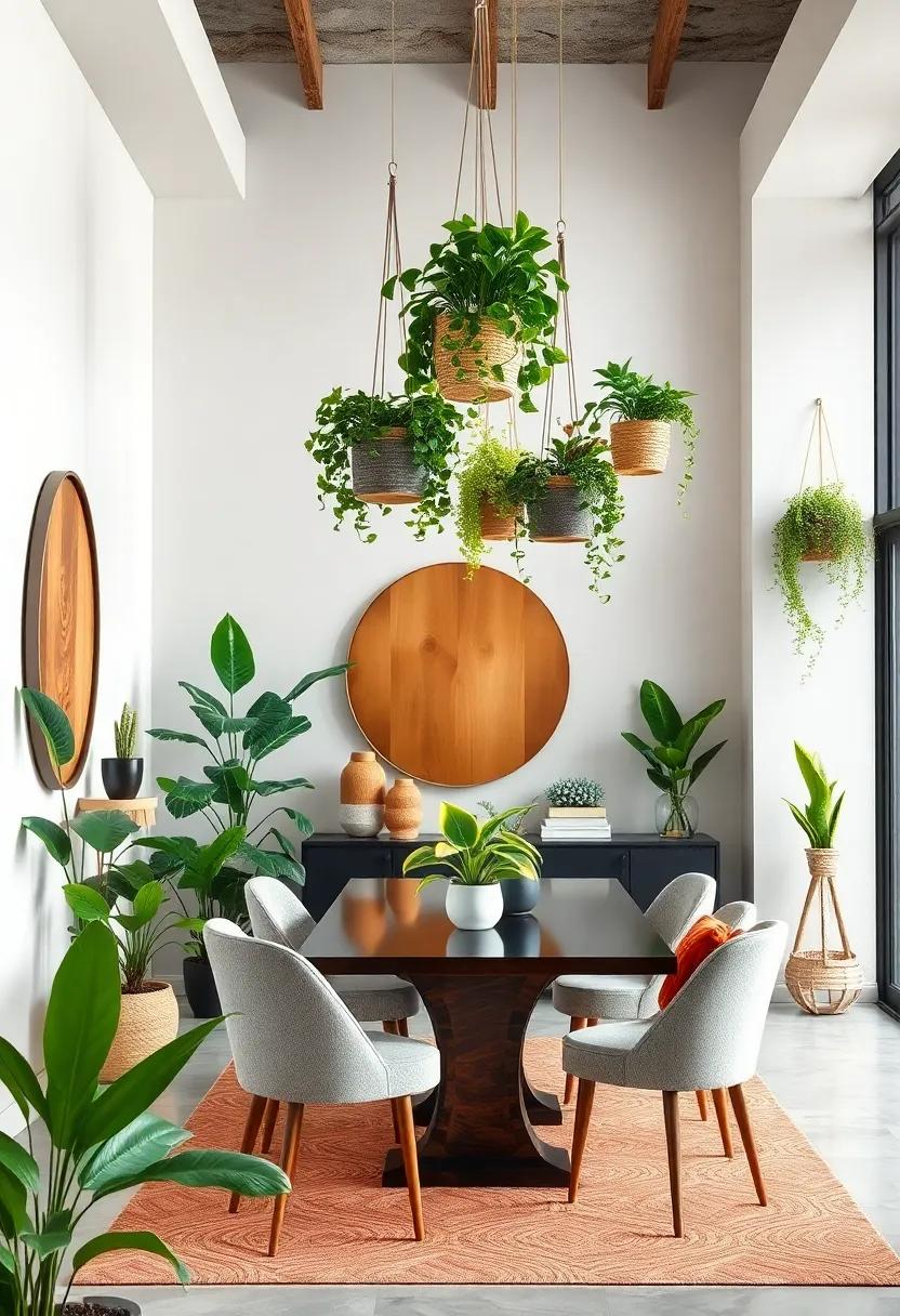 hanging Plants: Suspend plants ​from the ceiling or wall-mounted ⁤planters to ⁤introduce‍ greenery​ and promote a vibrant, lively atmosphere in ‌your dining area