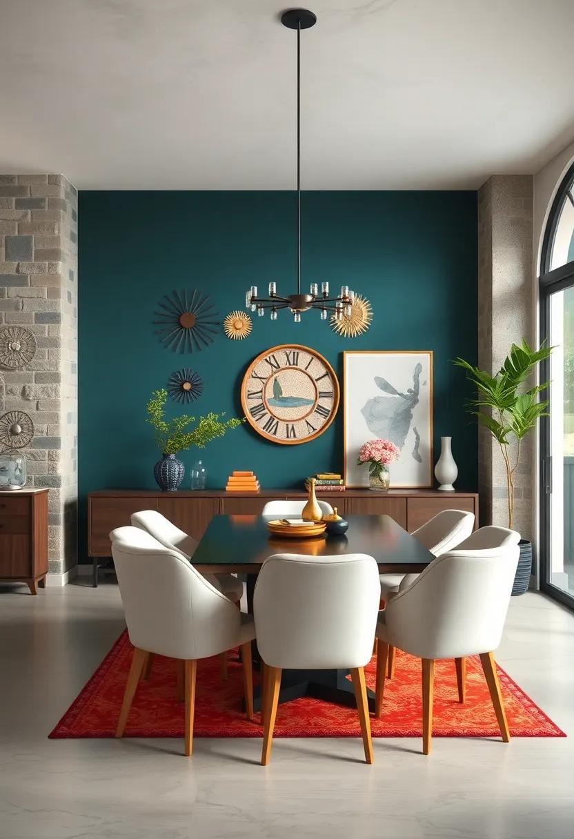 Bold Painted ‍Accent Wall: ‌Add a splash of personality by ‌painting one wall in a bold,⁣ striking color that complements ‌the overall ‍aesthetic ‌of your dining room