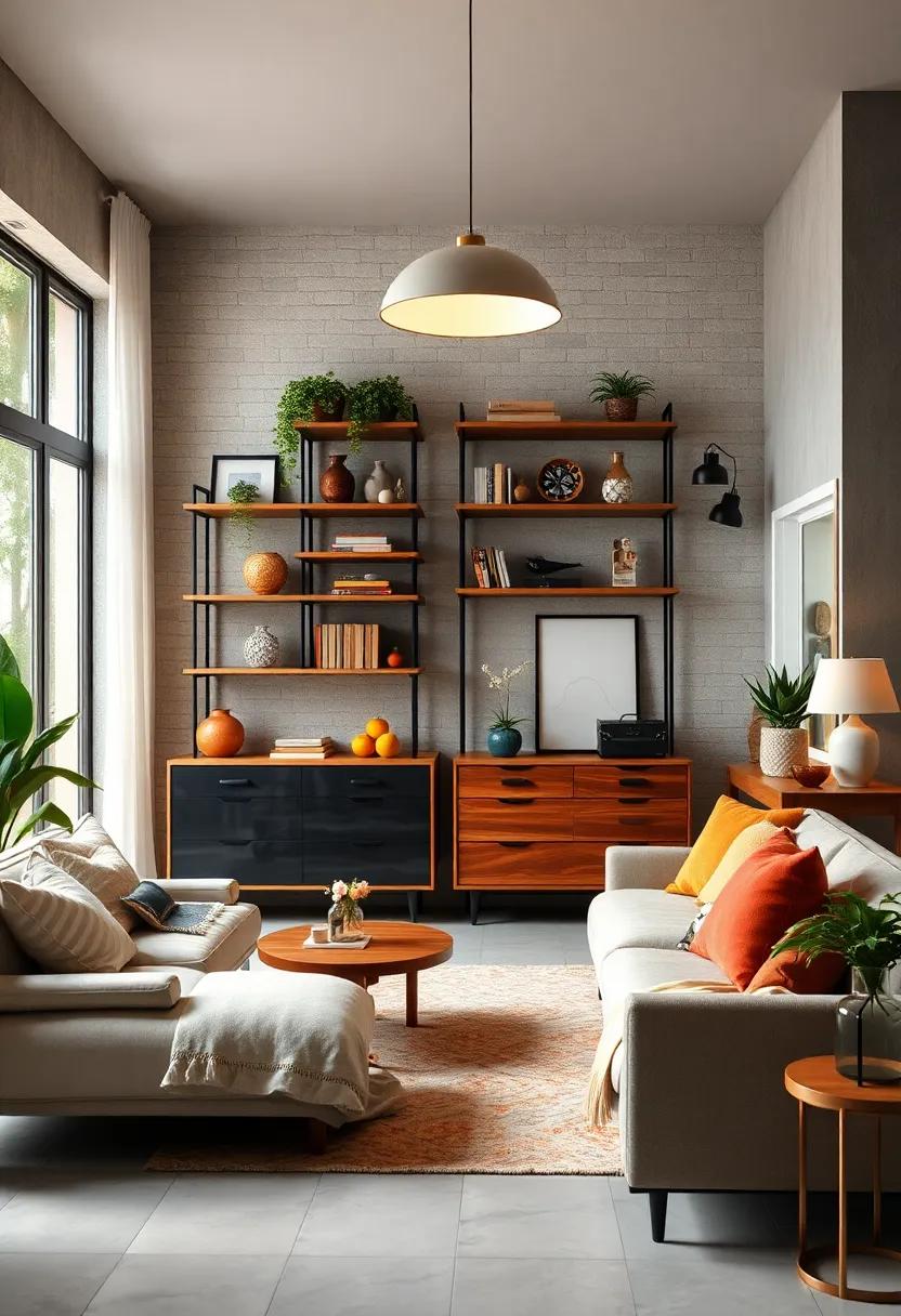 Innovative Storage Solutions Mixing Vintage Dressers with Modern Modular Shelving for Artistic Organization