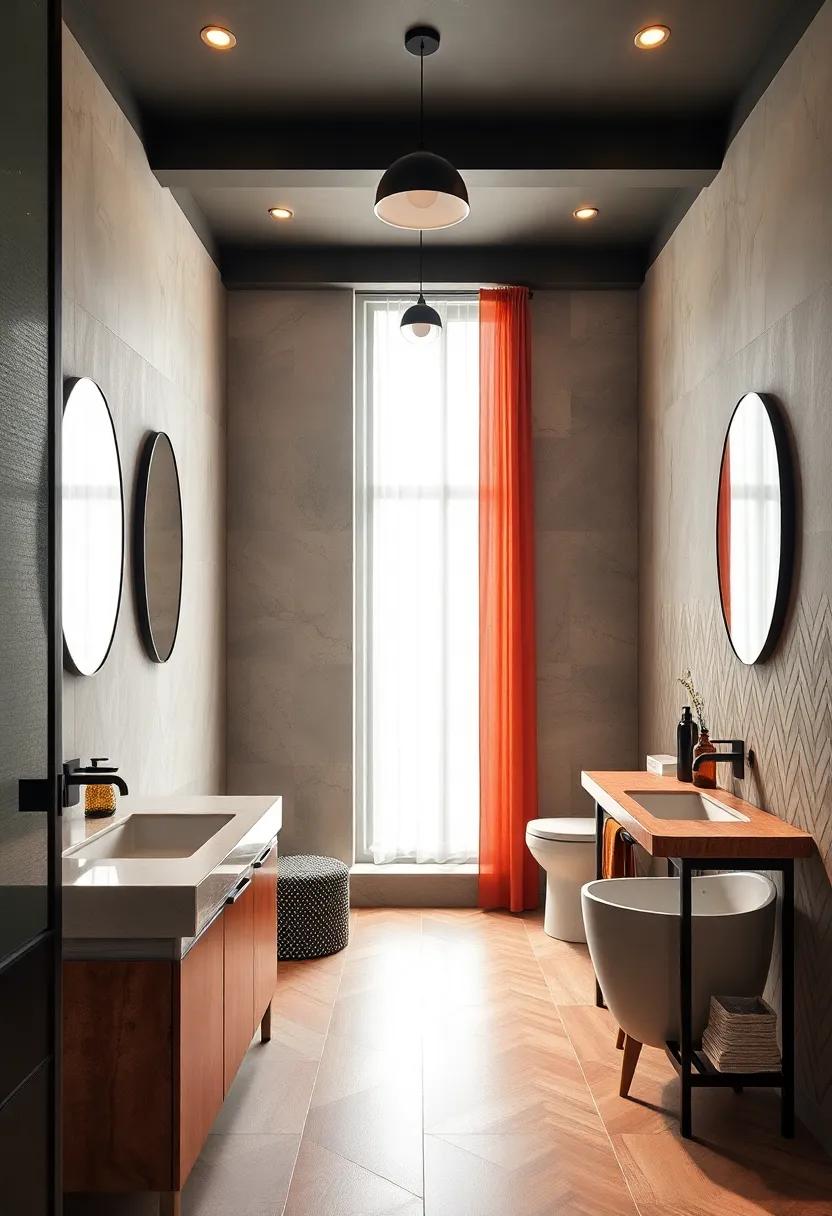 Luxurious Retro Inspired Bathrooms with Matte Black Fixtures and Bold Patterned Tiles Defining Modern Glamour