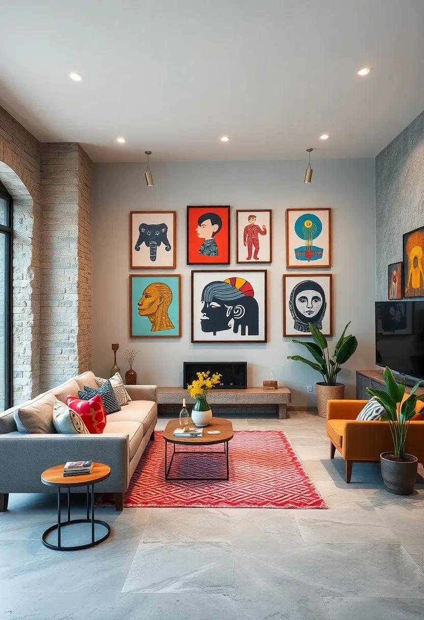 Vintage Art Pieces Displayed Alongside Modern Graphic Prints to Create Dynamic Walls Full of Character and Story