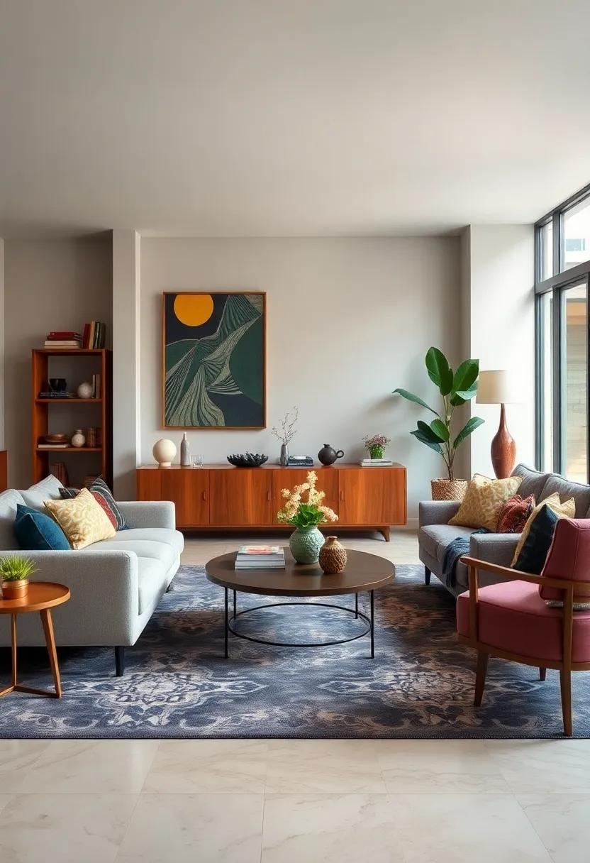 Arranging Mid-Century Coffee Tables and Sideboards With Retro-Inspired Décor Pieces for Functional Elegance