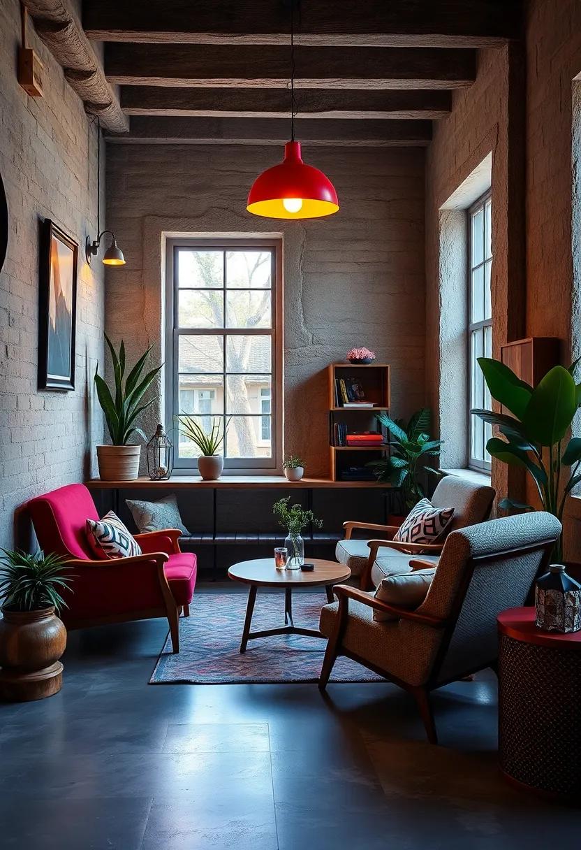 Designing a Multifunctional Reading Nook Using Retro Lounge Chairs and Colorful Statement Lighting