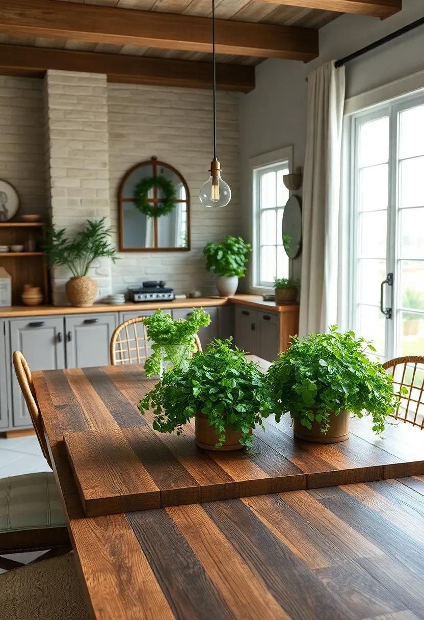 Fresh Herb Planters On The Dining Table Offering Greenery And Aromatic Appeal