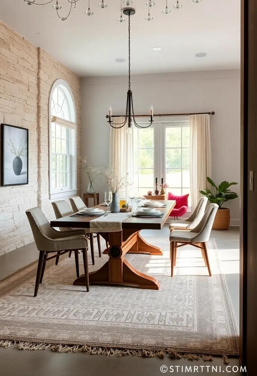 Neutral Toned Area Rugs Featuring Subtle Patterns For Added Dining Comfort