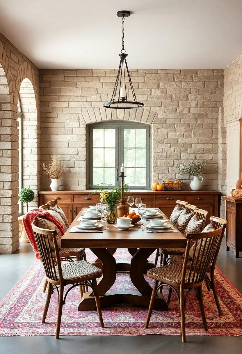 Warm Earthy Tones Bringing Comfort And Natural Beauty To A Farmhouse Dining Space