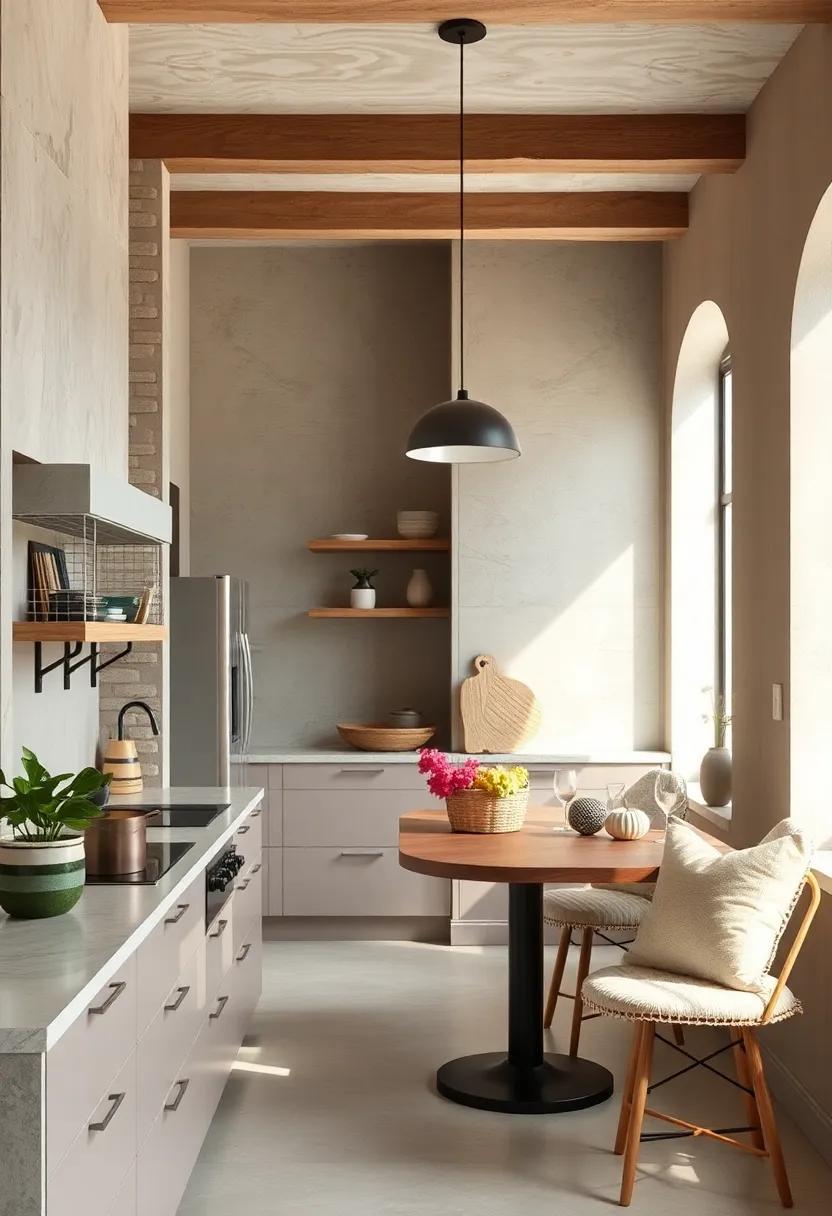 Soft and Serene Galley Kitchen with Neutral Tones, Textured Fabrics, and Subtle Metallic Highlights