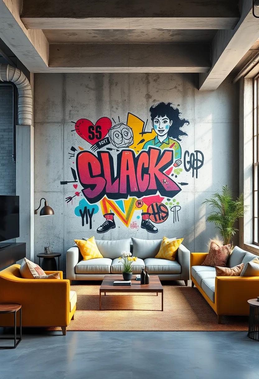 Urban Walls Transformed With Vibrant Graffiti Characters Amidst Industrial Decay