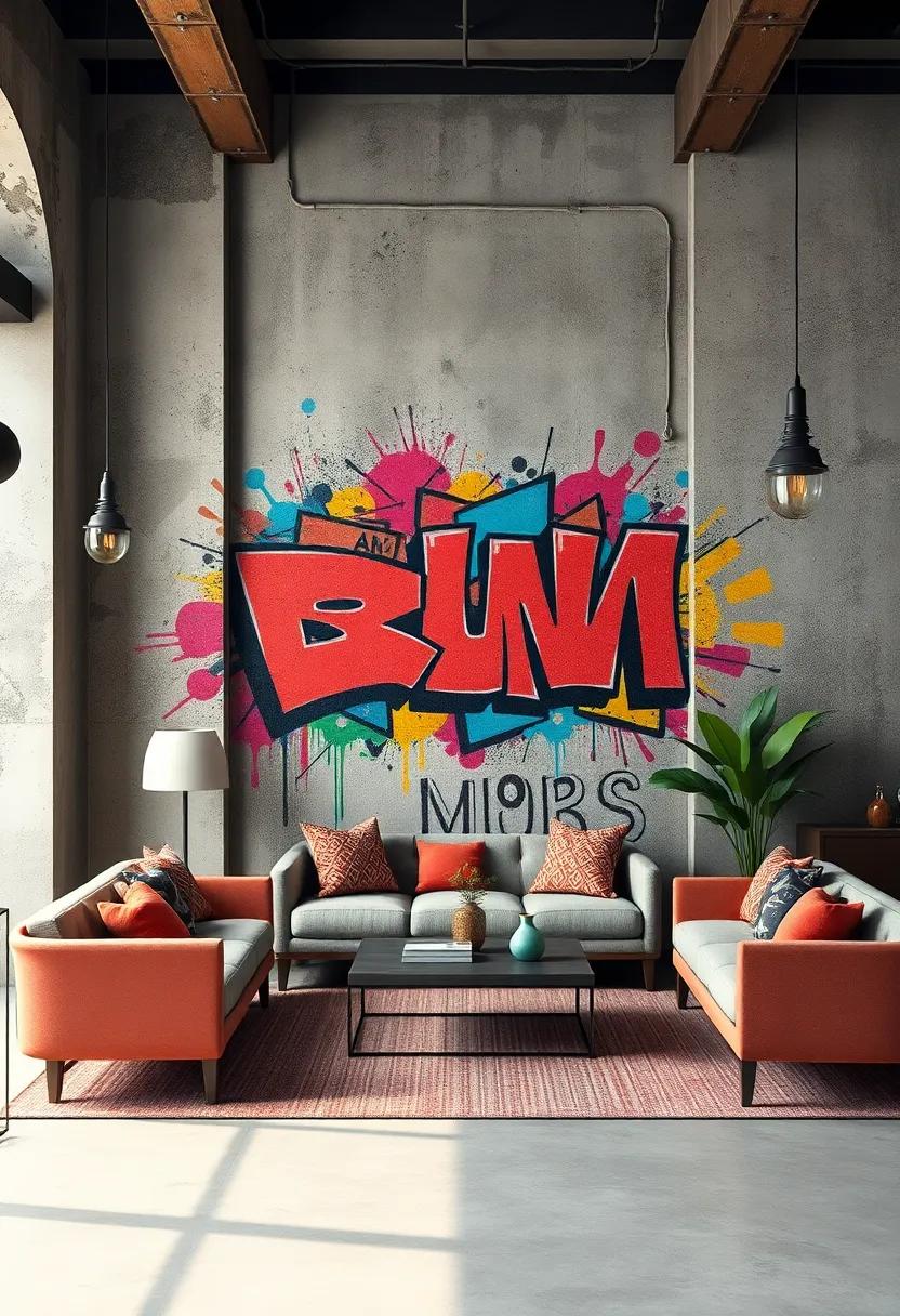 The Intersection of Urban Decay and Colorful Graffiti Explosions on City Walls