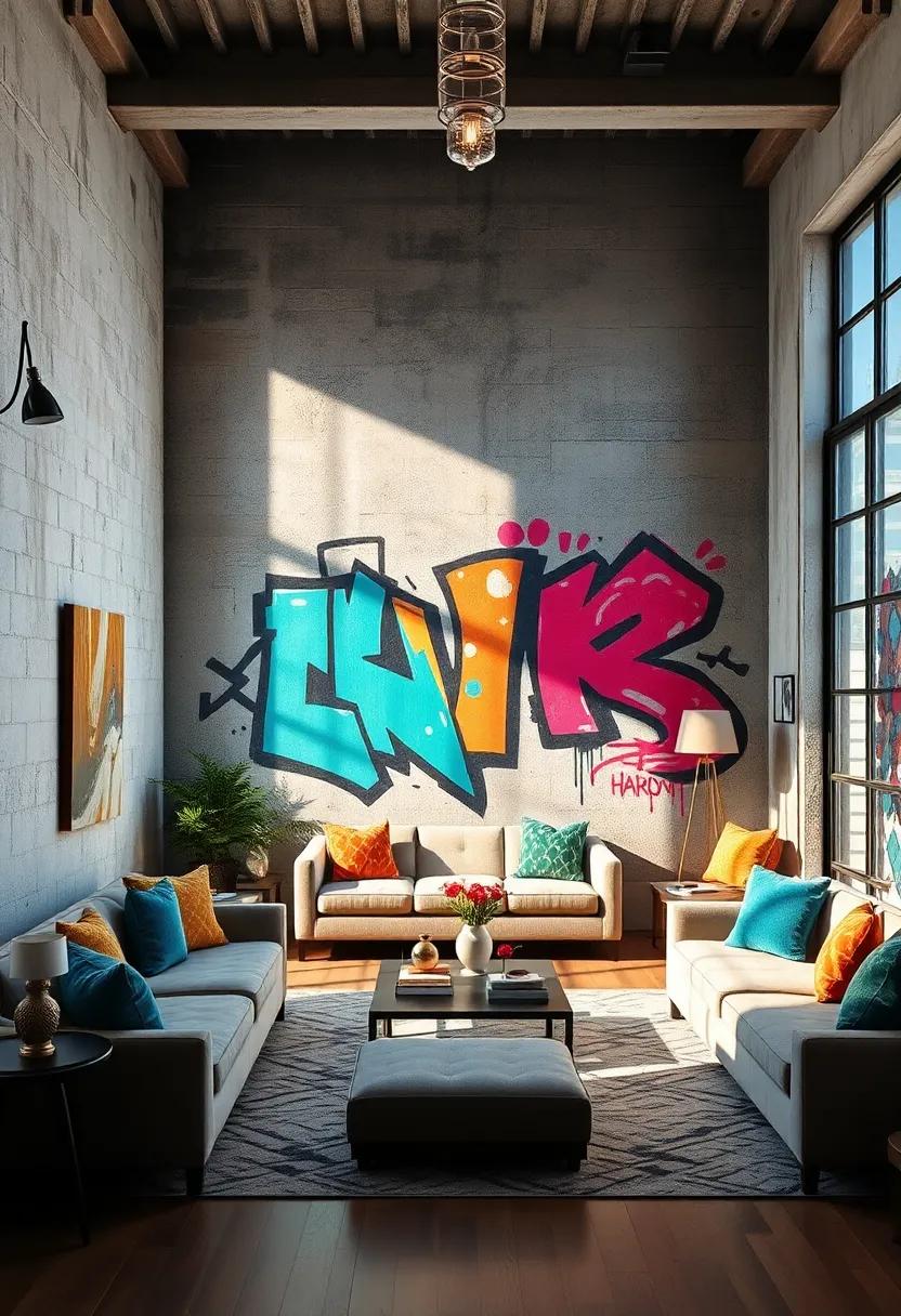 The Play of Light and Shadow on Graffiti Styled Murals in Grungy Urban Environments