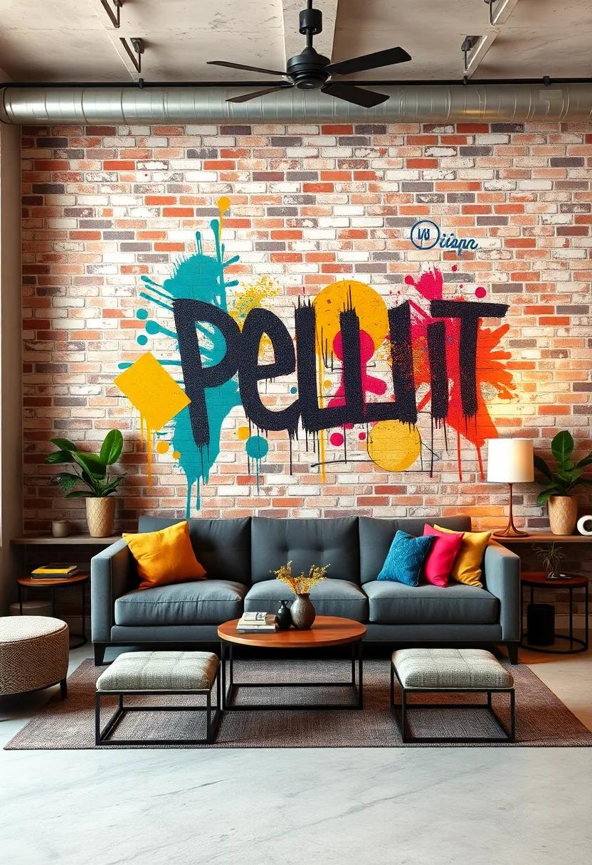 Color-Splashed Brick Walls Combining Traditional Street Art and Modern Industrial Style