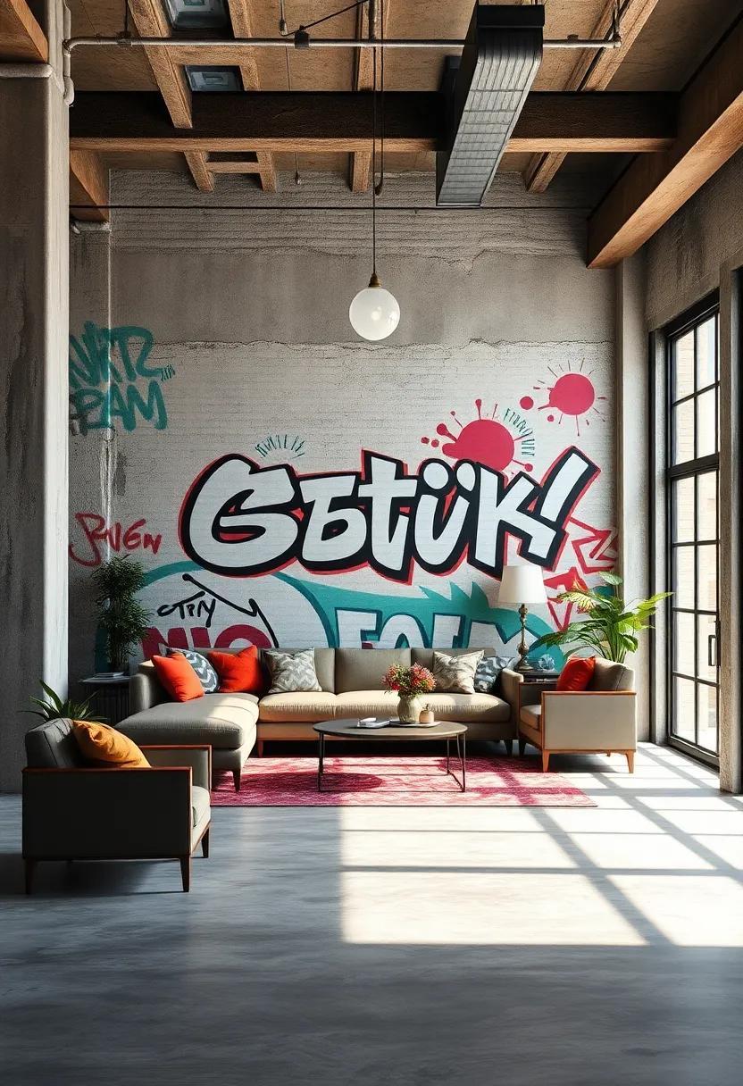 Graffiti Tags and Stencils Layered Over Peeling Paint on Historic Industrial Buildings