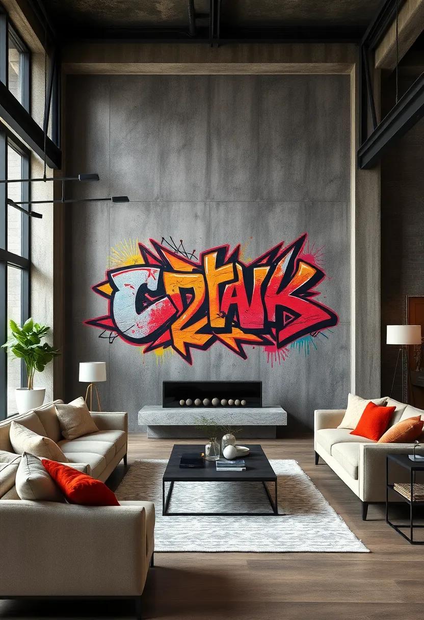 Raw Steel Framework Highlighted With Energetic Graffiti for Urban Contemporary Spaces