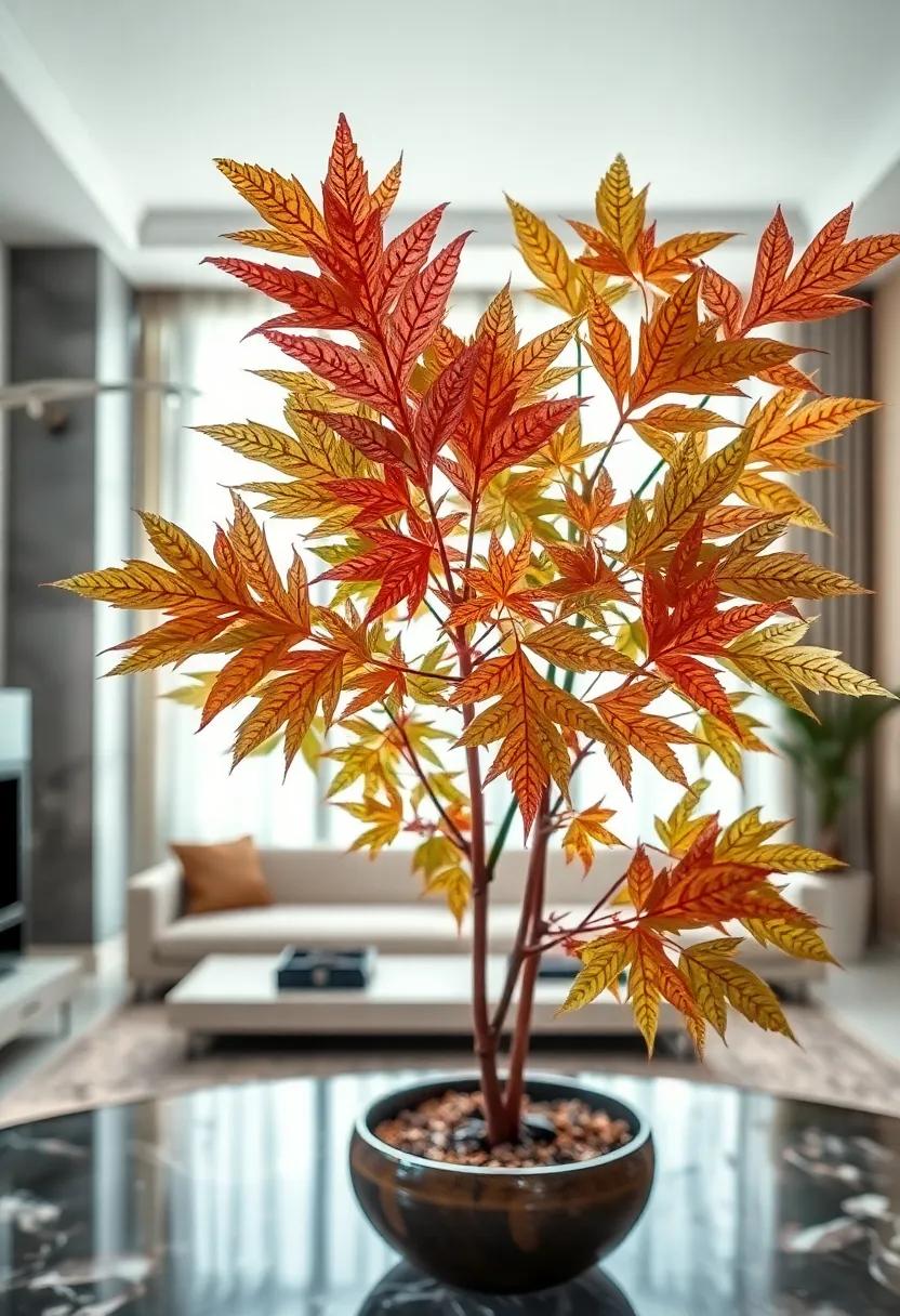 A Close-up View of Intricately Lobed Japanese Maple Leaves Showcasing Their Delicate Texture and Veins