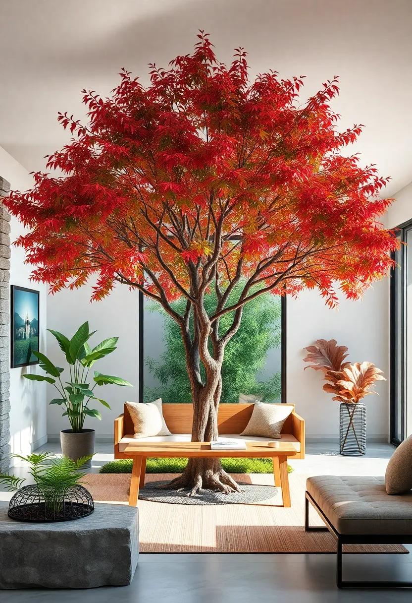 Japanese Maple as a Natural Canopy Over a Cozy Garden Bench Inviting Quiet Reflection