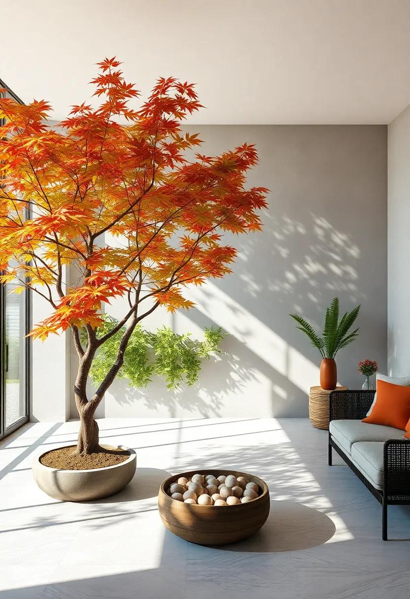 Japanese Maple's Intricate Leaf Shadows Projected onto a Smooth Garden Wall Creating Natural Artwork