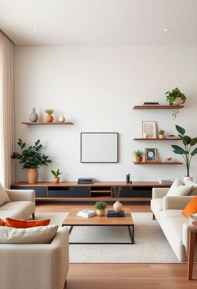 Minimalist Magic: Embrace clean lines and neutral colors by utilizing floating shelves to display monochromatic decor and plants for a serene atmosphere