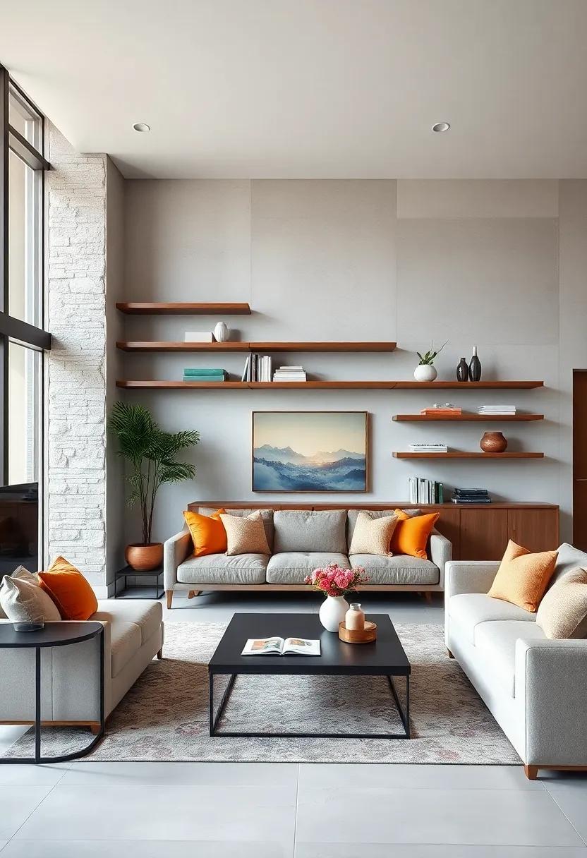 Open-Concept Room Divider: Use floating shelves ⁢as a unique room divider ⁣in an open-concept living ​room, providing both storage⁤ and separation without bulky furniture