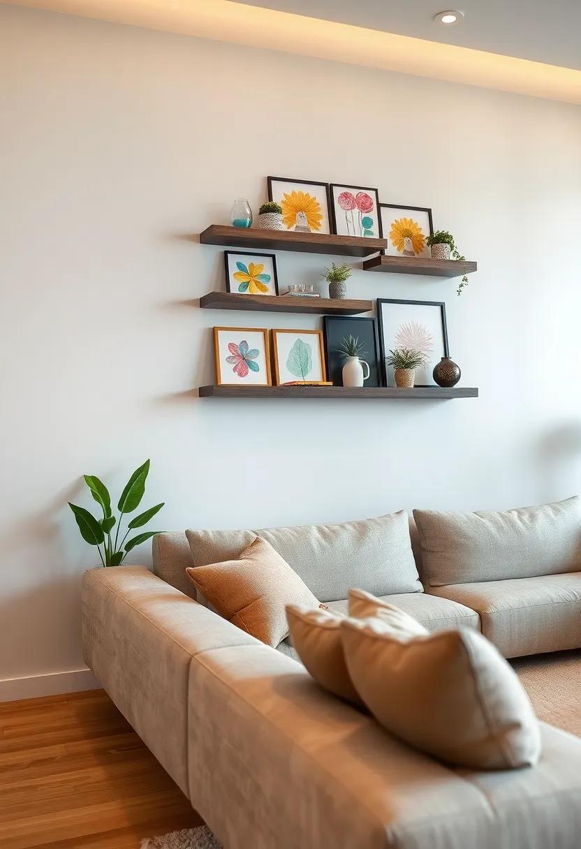 Colorful Kids’ Artwork: Transform a wall into ‍a mini art gallery by floating shelves that display your children's creative artwork alongside meaningful decor