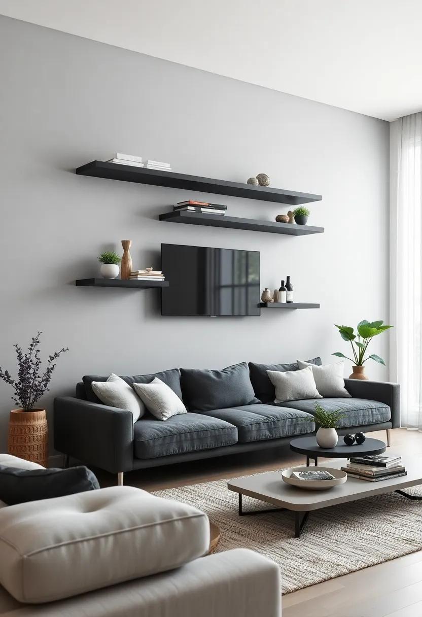 Monochrome Magic: Go ‍for a sleek monochrome palette,where black or white floating shelves create a striking contrast against the wall⁣ for​ a modern touch