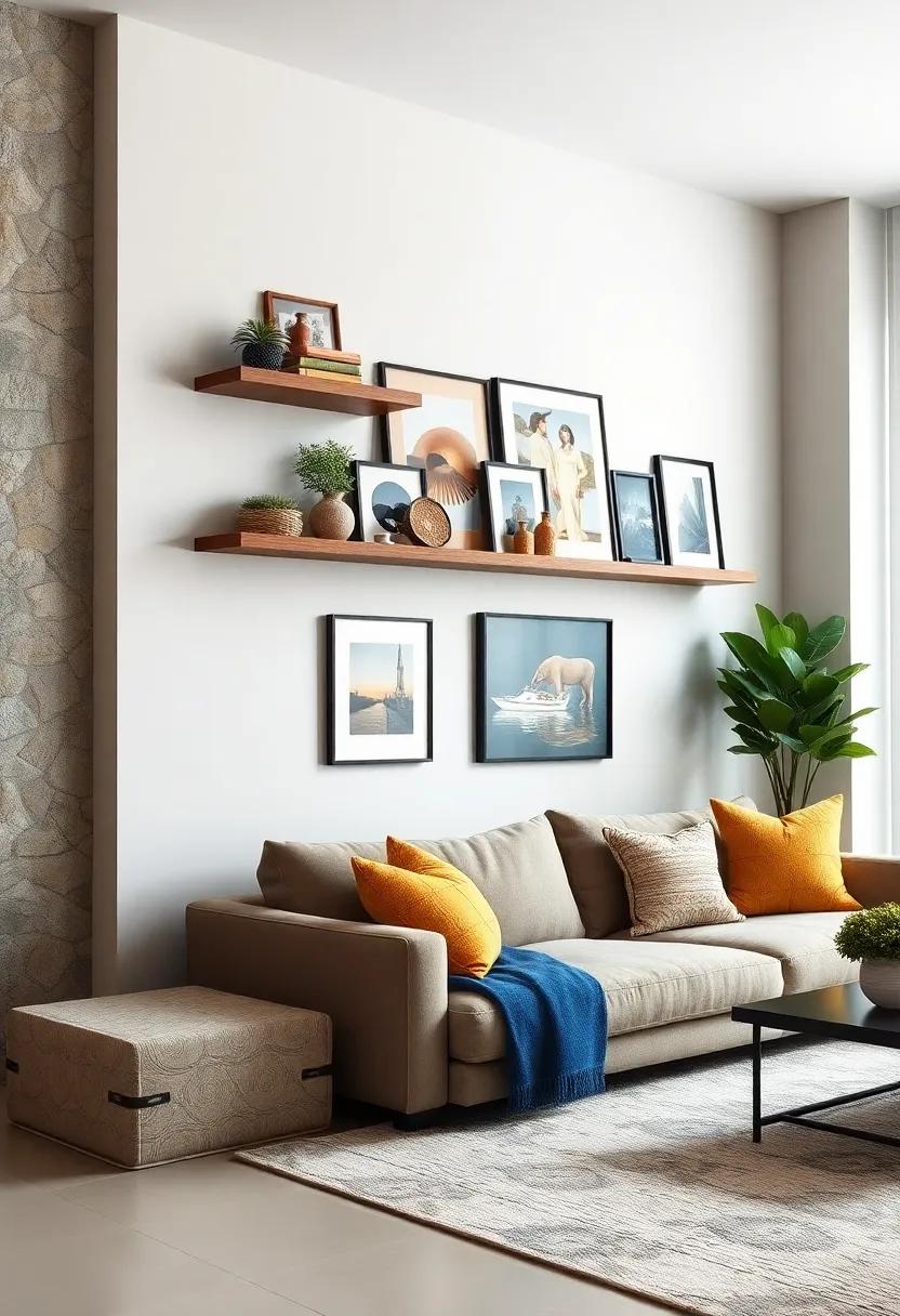 Gallery Wall‍ Storage: Combine art and​ function by arranging floating shelves alongside framed prints for an eclectic decor display ‍that doubles as storage
