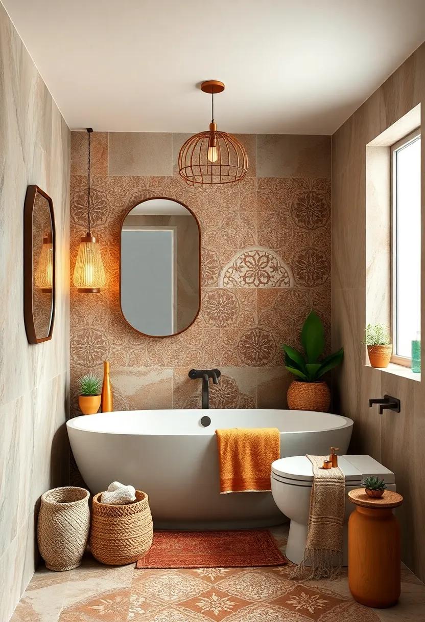 Elevate Your Bathroom With Intricate Moroccan Tile Patterns And Warm Earthy Tones For A Luxe Bohemian Vibe