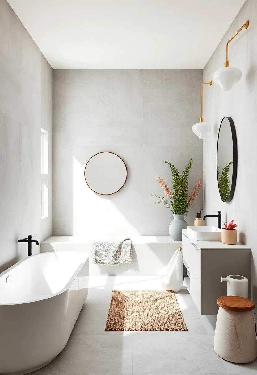 Serene Bathroom Sanctuary Bathed in Soft Natural Morning Light Enhancing Minimalist Design Elements
