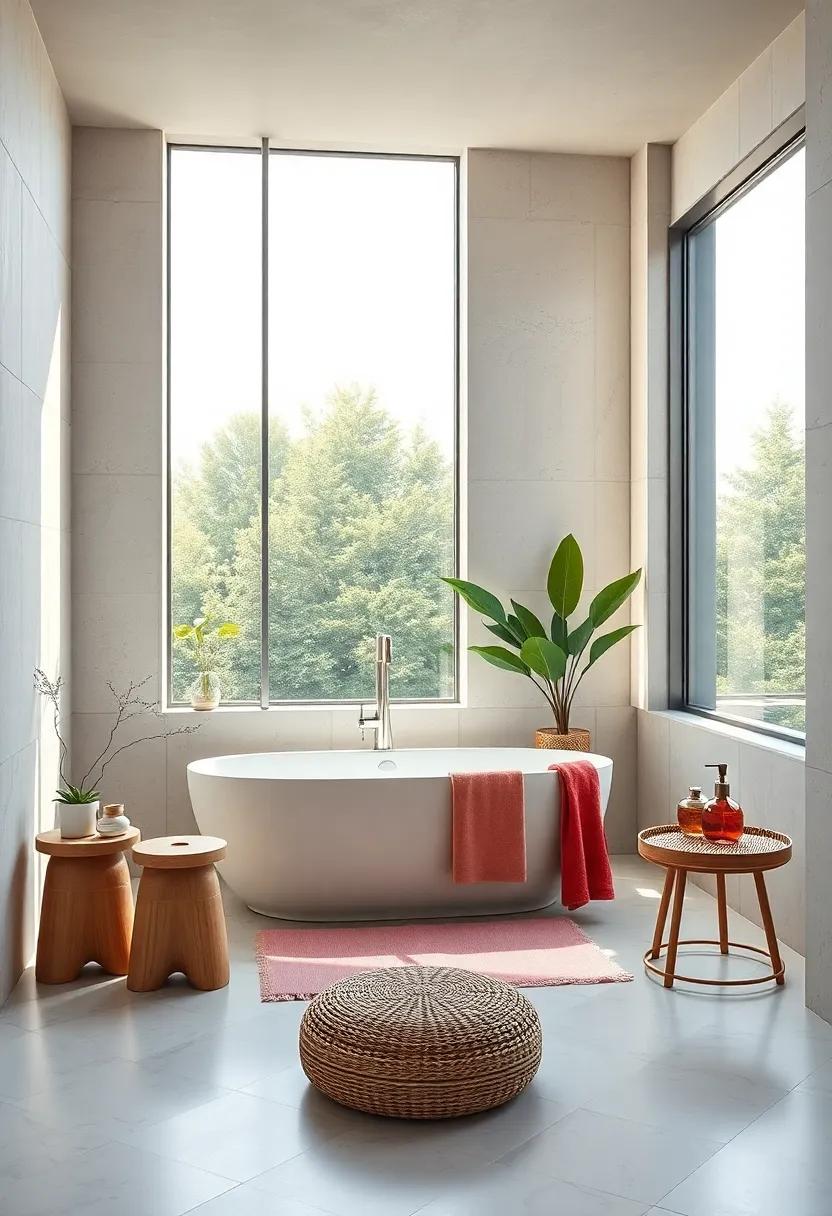 Large Floor-to-Ceiling Windows Inviting Abundant Sunlight into a Crisp and Clean Bathroom Environment