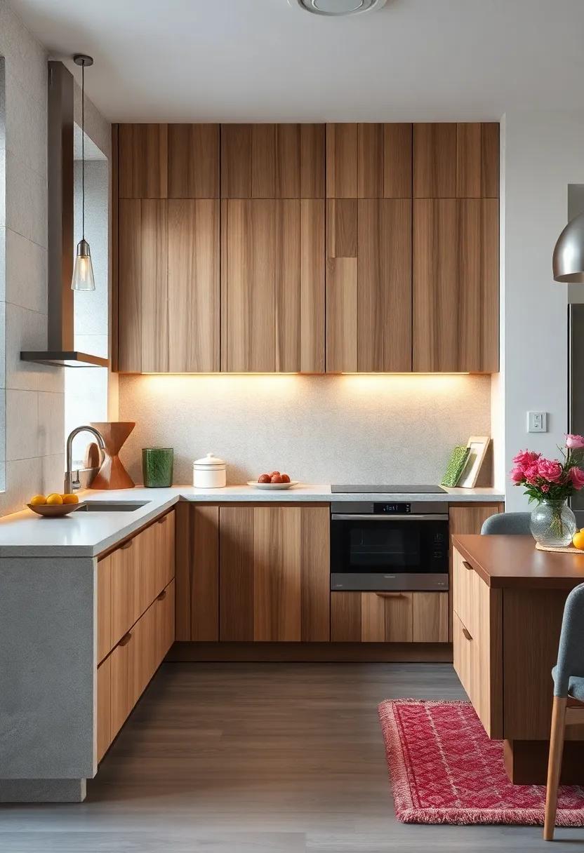 Natural Wood Accents Meeting Stainless Steel Appliances Embedded Smoothly Into Minimalist Kitchen Designs