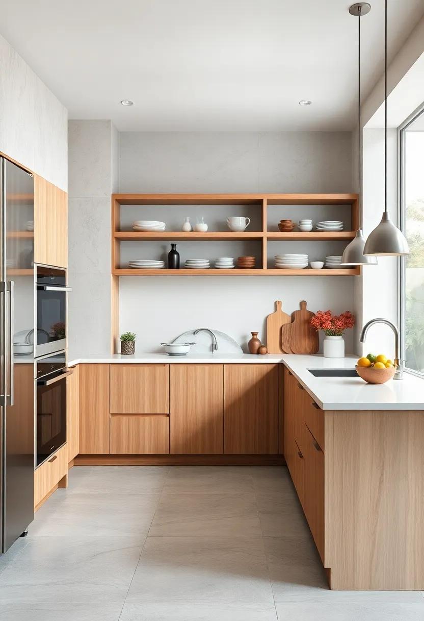 Open Shelf Concepts Showcasing Minimalist Kitchenware Paired With Slide-In Cooking Appliances in a Chic Layout