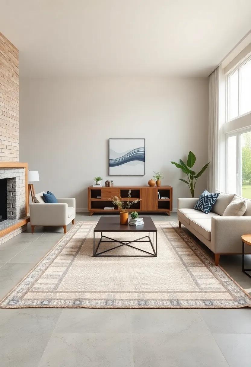 Modern Farmhouse Rugs Featuring Neutral Colors with Bold Simple Borders Enhancing the Flooring