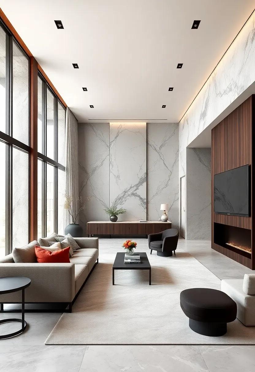 Interplay of Dark Woods and Light Marbles Crafting Visual Drama Within Calm Luxury Settings