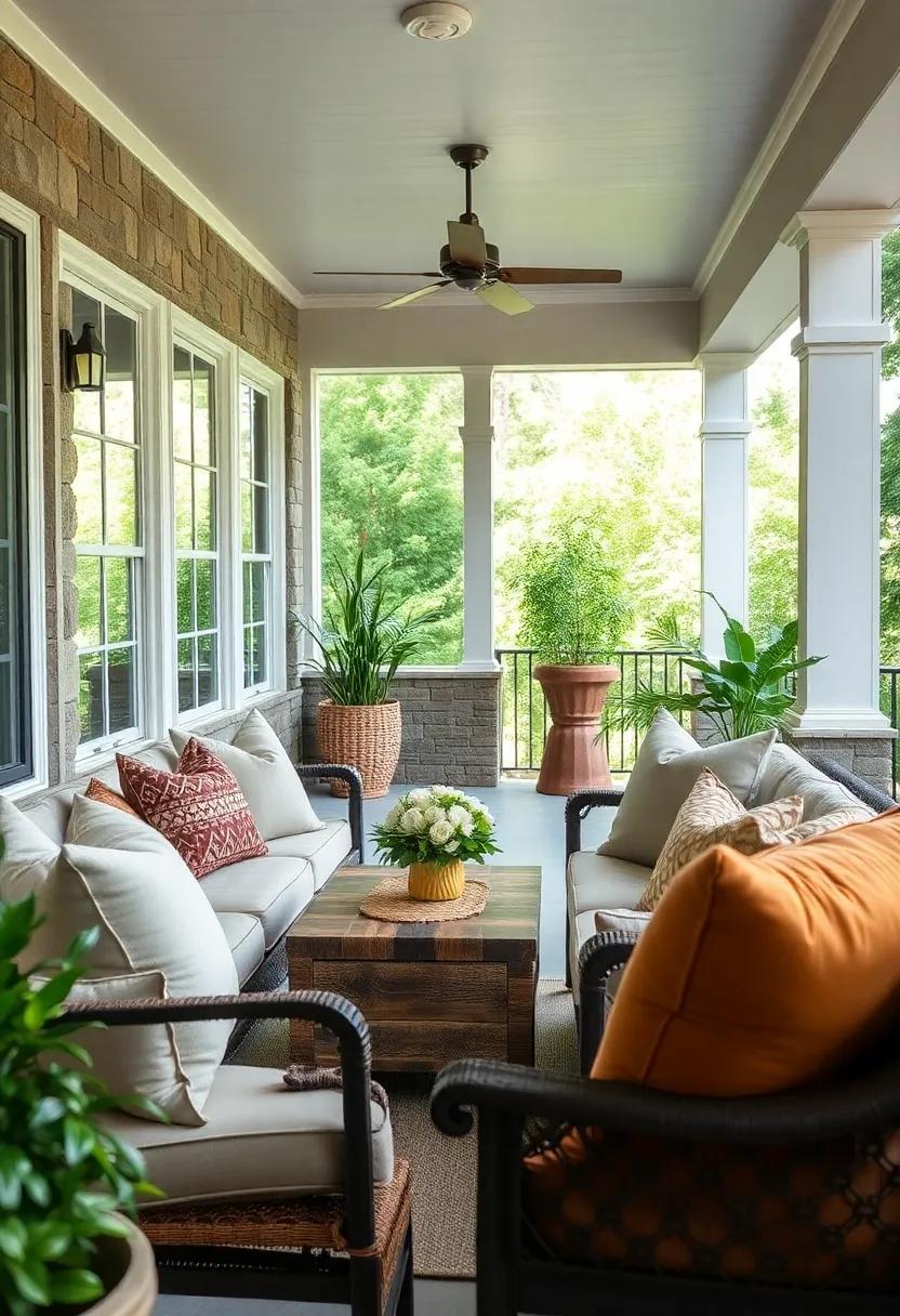 Cozy Outdoor Lounge Filled With Plush Throw Pillows in Earth Tones and Soft Textures