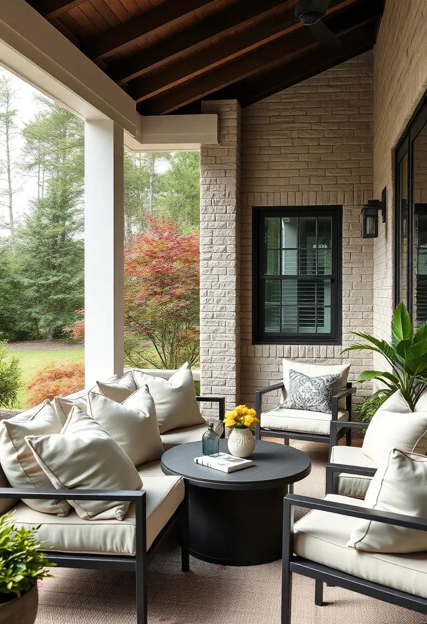 Minimalist Scandinavian Design Featuring Neutral Linen Throw Pillows on Modern Outdoor Seating