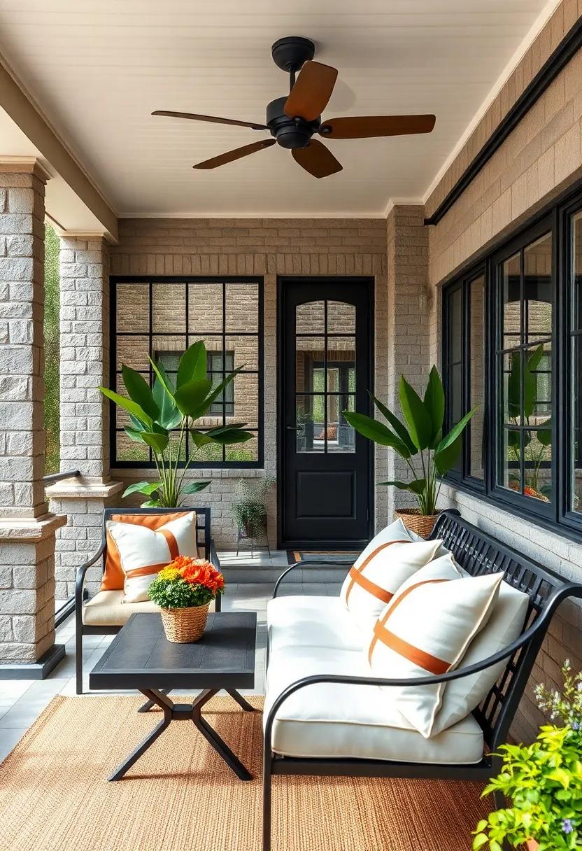 Boho Eclectic Porch Arrangement with Mixed Patterns and Layered Throw Pillows in Vibrant Hues