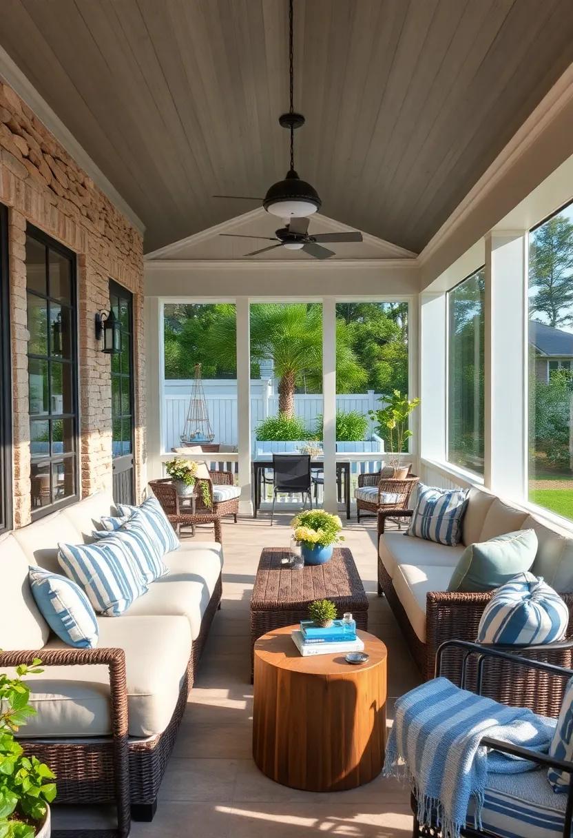 Seaside Serenity Sectionals Highlighted With Cool Blues, Light Grays, and Nautical Decor Elements