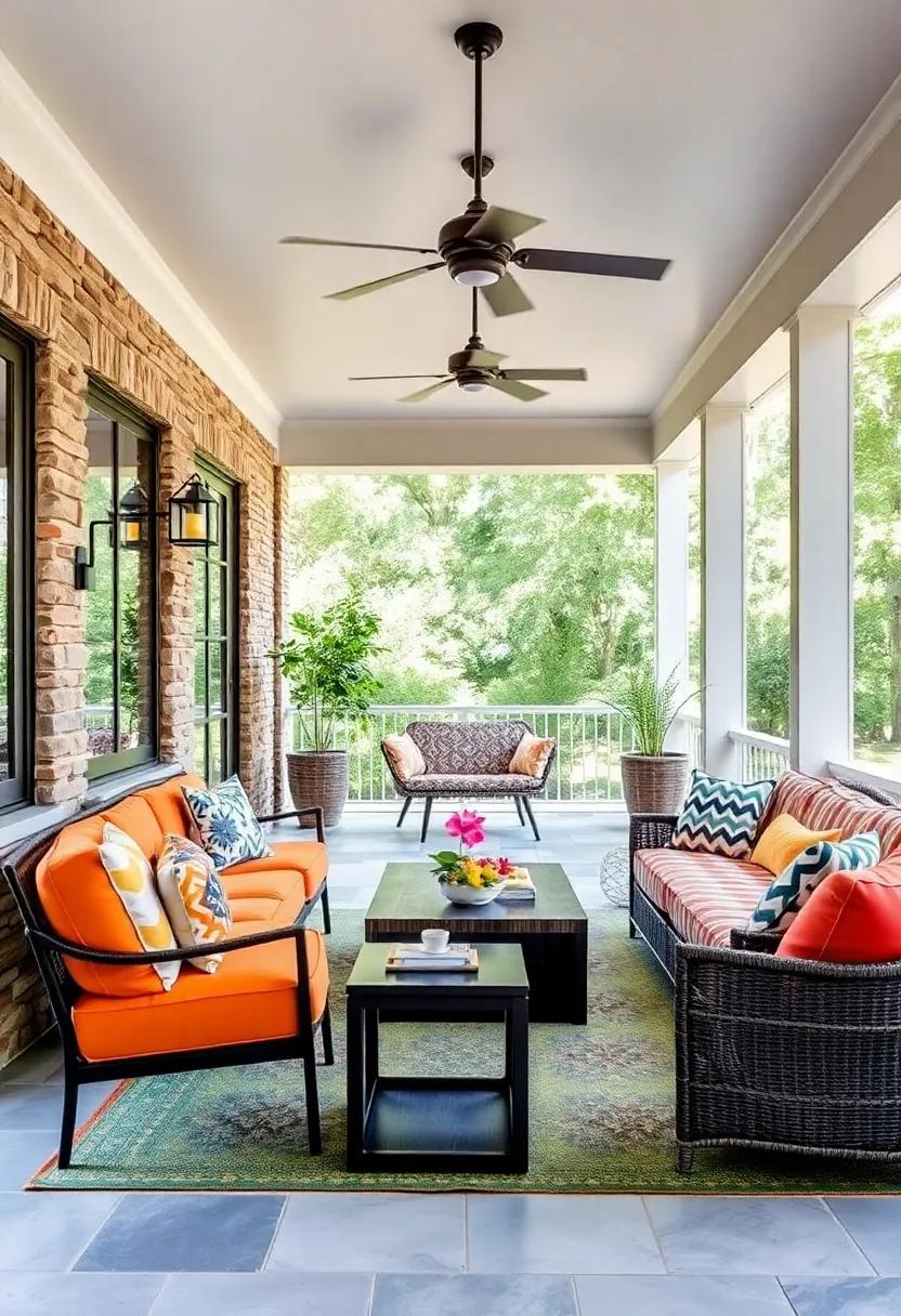 Bold and Bright Outdoor Sectionals With Contrasting Colors and Graphic Patterns for Visual Impact