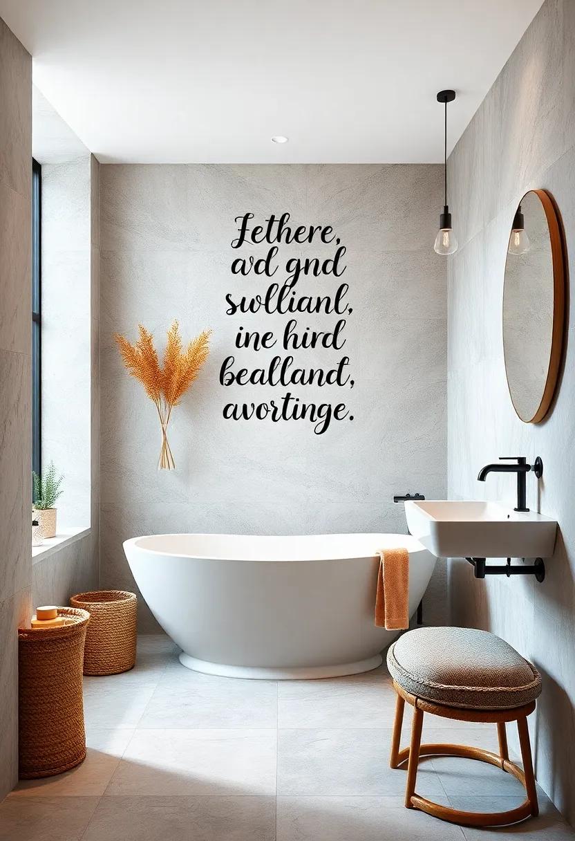 Inspirational Quote Decals in Stylish Typography Elevating Small Bathrooms with Positive Energy