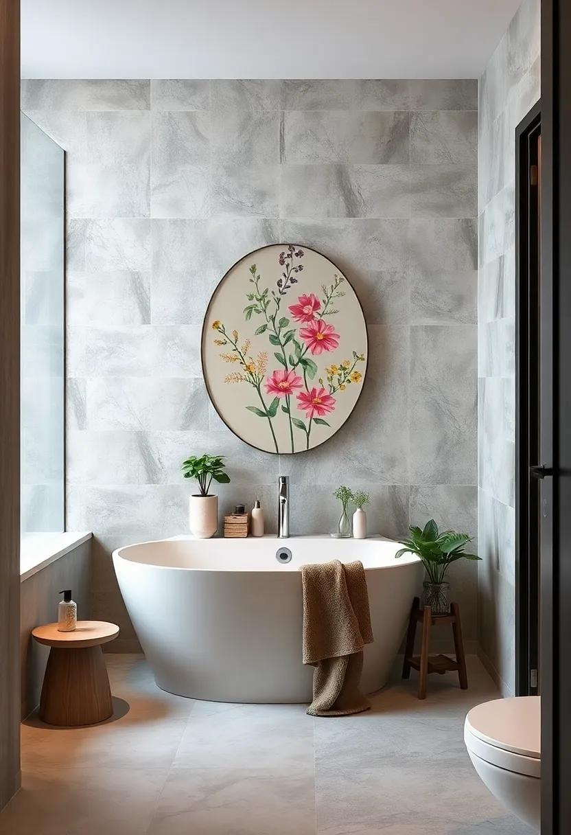 Soft Pastel Gradient Decals Offering a Dreamy and Calming Atmosphere for Petite Bathroom Walls