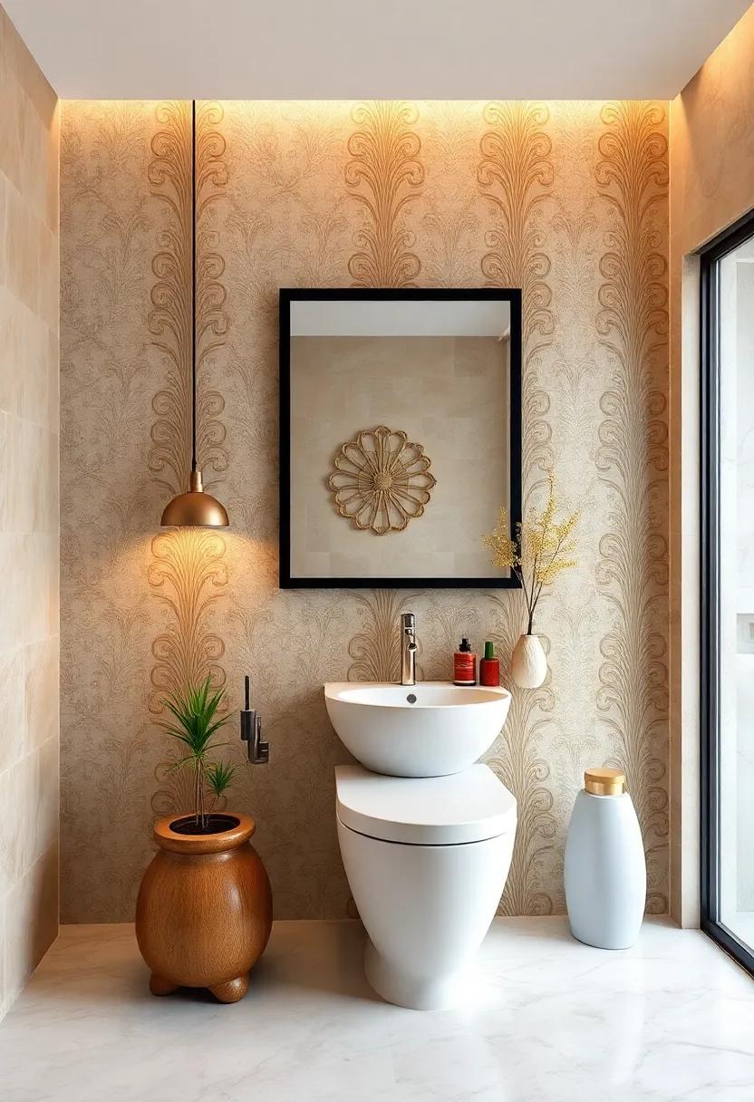 Elegant Filigree Patterns Offering Intricate Detailing to Elevate Petite Bathroom Wall Decor