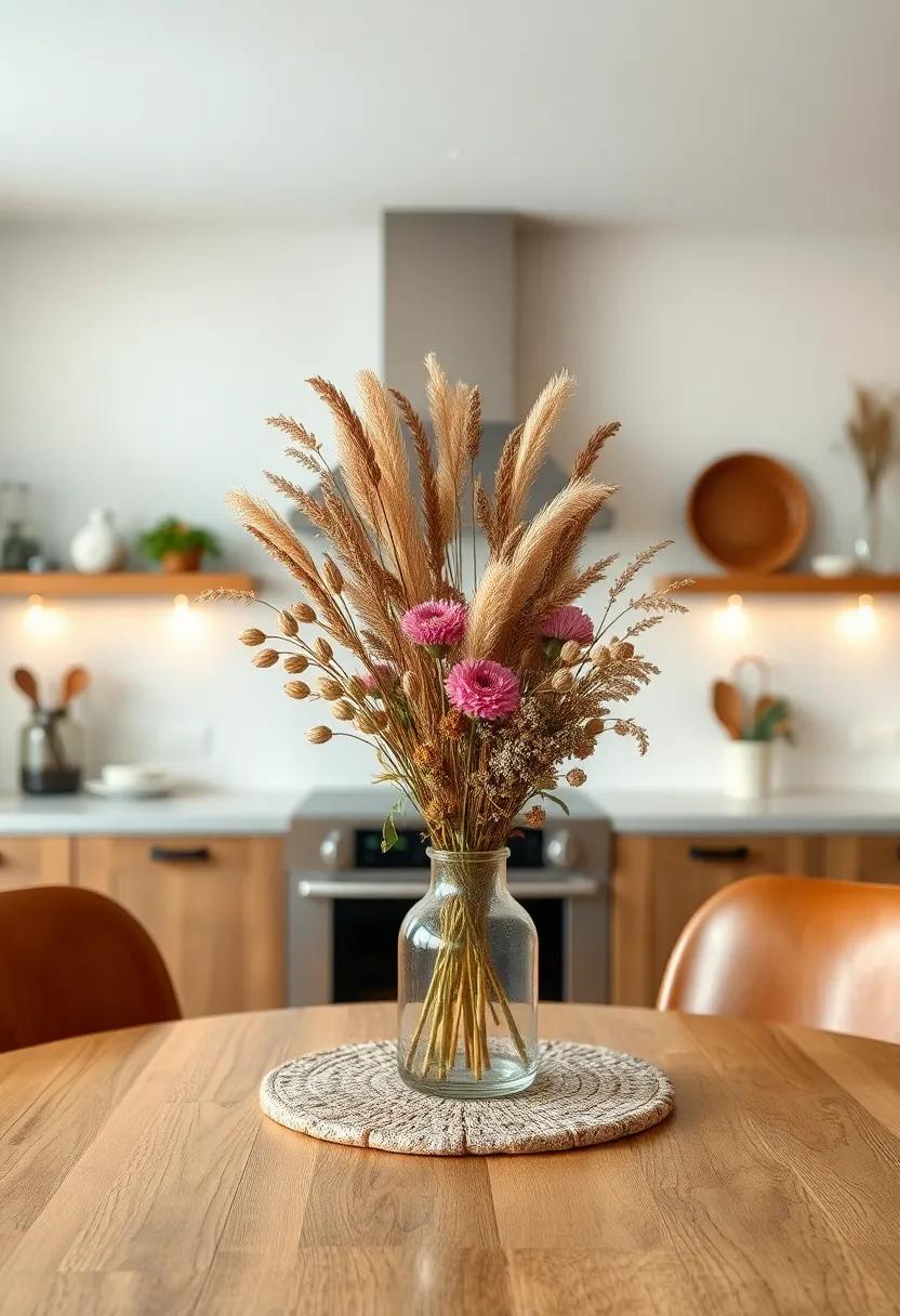 Dried Botanicals: Arrange dried flowers, ​grasses, or herbs in a⁣ decorative vase‍ for a rustic feel that caters ‍to the bohemian spirit of your kitchen