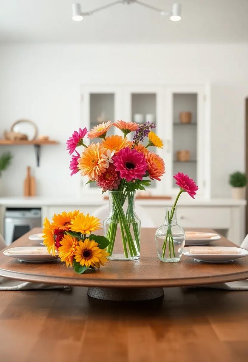 Glass ‌Vases with Cut Flowers: A selection of fresh, cut⁣ flowers in‍ varying heights can⁤ add dimension and a burst of ​color⁢ to ⁢the table ⁣without overwhelming the space